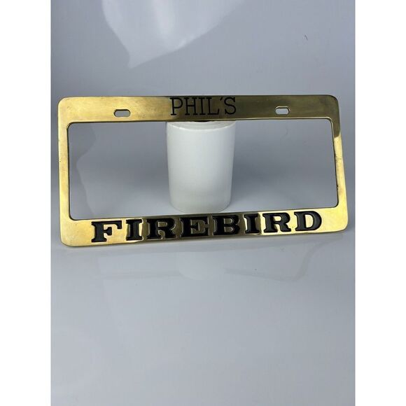 Pontiac Firebird Solid Brass “Phil’s Firebird” Metal license Plate Frame Holder - Picture 1 of 3